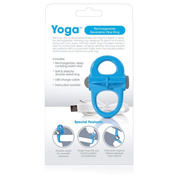 Screaming O Charged Yoga Vibrating Cock Ring - Blue - Image 3