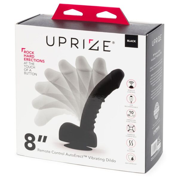 Uprize Remote Control Rising 8 Inch Vibrating Realistic Dildo Black - Image 3