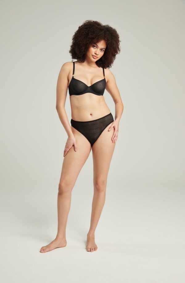 The Sheer Deco High Leg Brief Black - Image 5