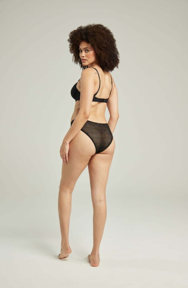 The Sheer Deco High Leg Brief Black - Image 3