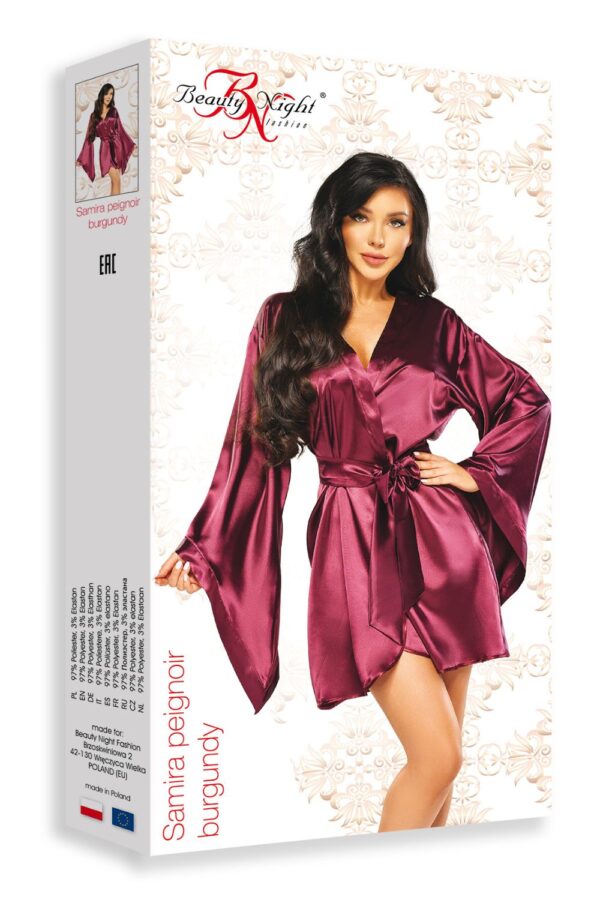 Beauty Night BN6663 Samira Peignoir Burgundy - Image 2