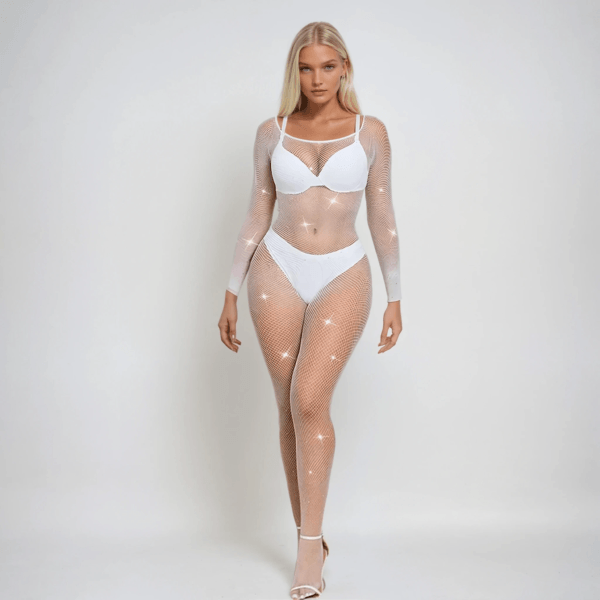 YesX YX885 Fishnet Sparkly Bodystocking - Image 2