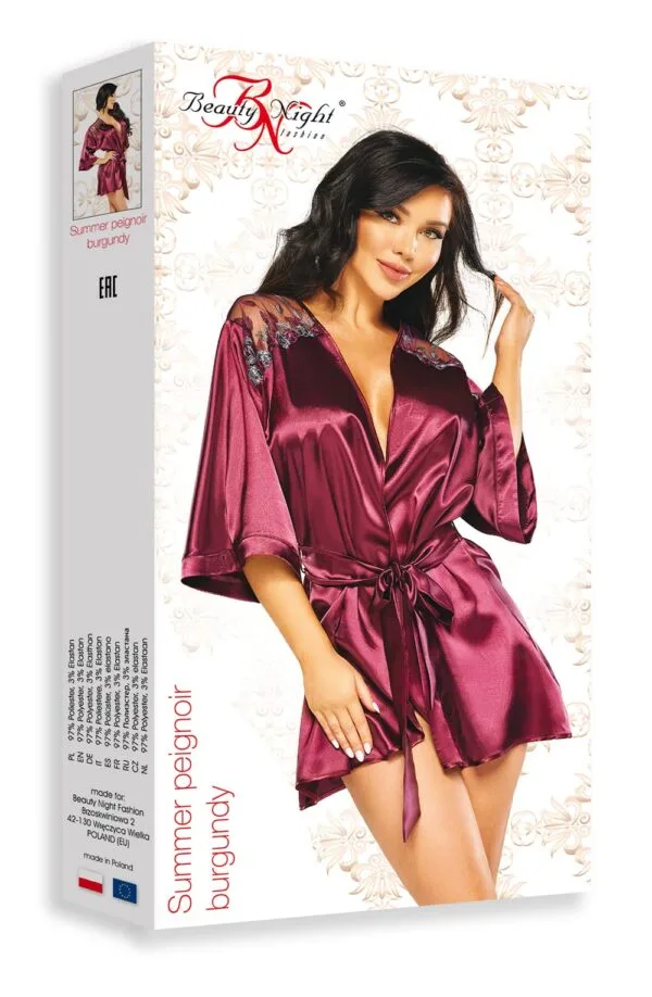 Beauty Night BN6673 Peignoir Burgundy - Image 8