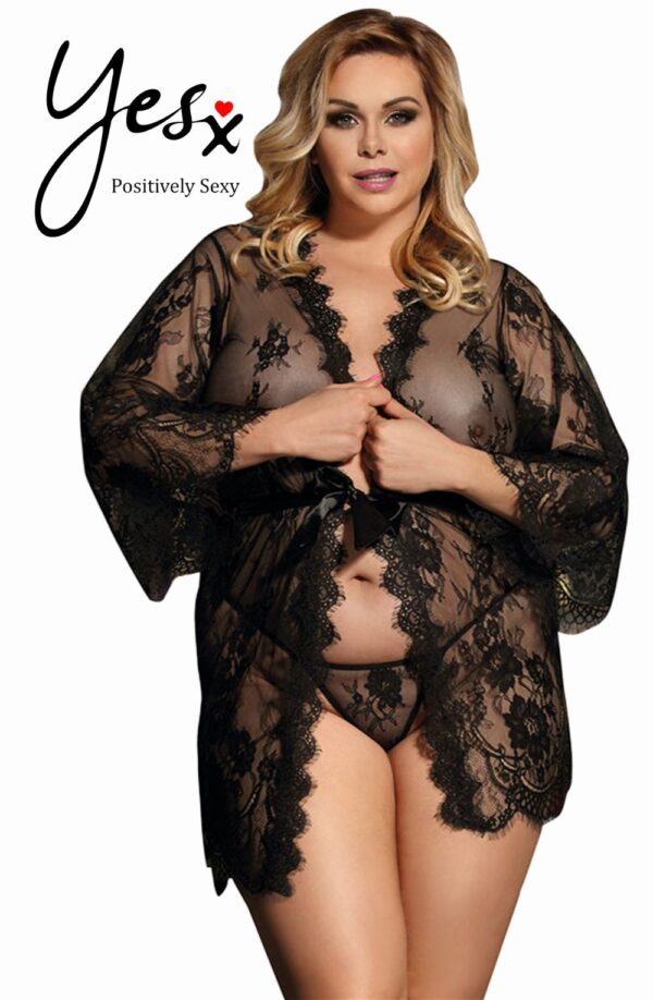 YesX YX827Q Robe Set Black - Up to 6XL - Image 4