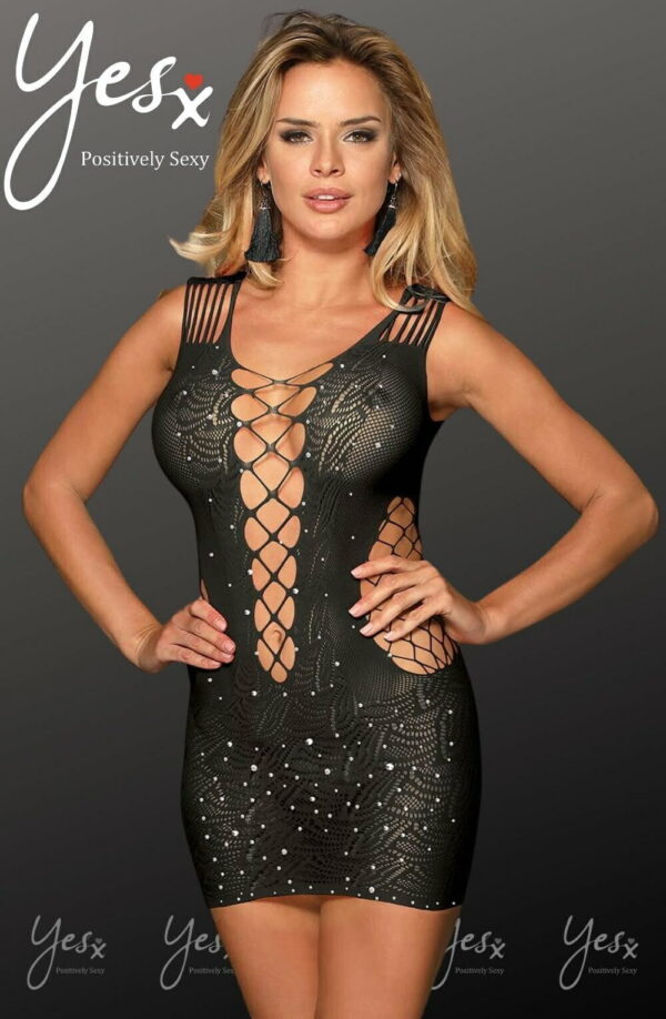 YesX YX848 Sparkly Black Dress - Image 3