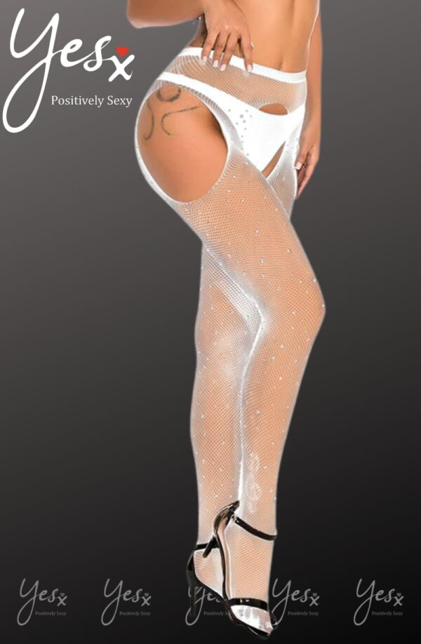 YesX YX851 Sparkly Fishnet White - Image 3