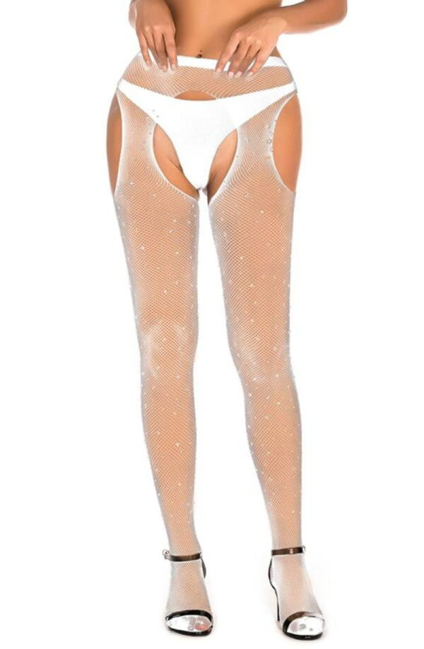 YesX YX851 Sparkly Fishnet White - Image 6