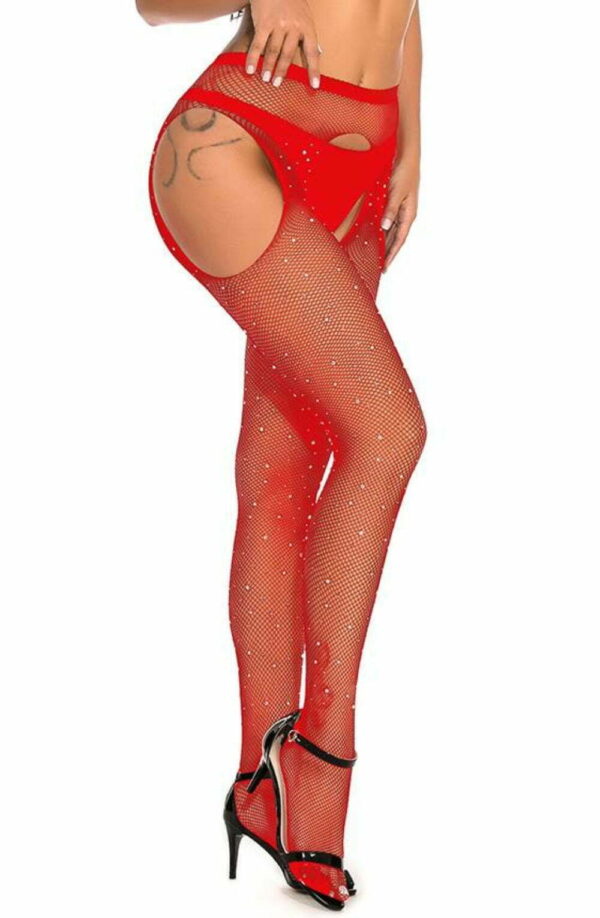 YesX YX852 Sparkly Fishnet Red - Image 4