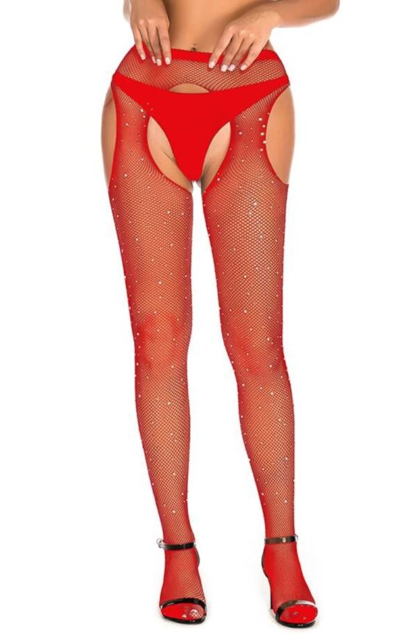 YesX YX852 Sparkly Fishnet Red - Image 5