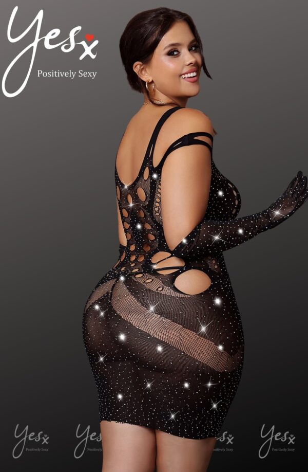 YesX YX853Q Sparkly Black Dress - Image 2