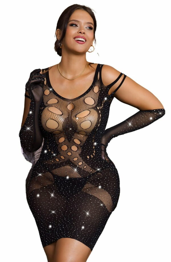 YesX YX853Q Sparkly Black Dress - Image 6