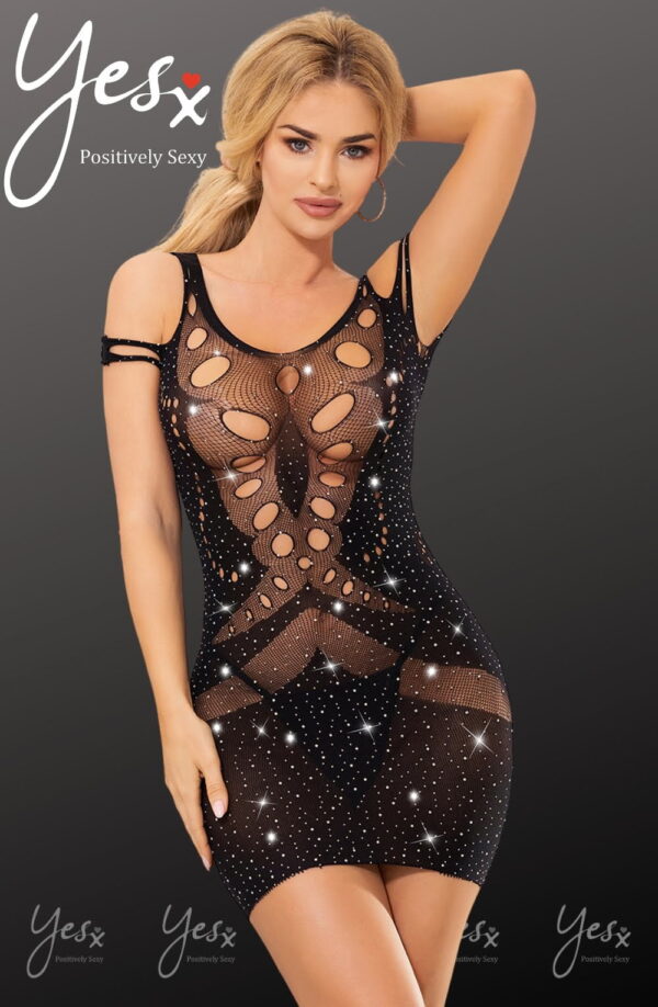 YesX YX853 Sparkly Black Dress - Image 3