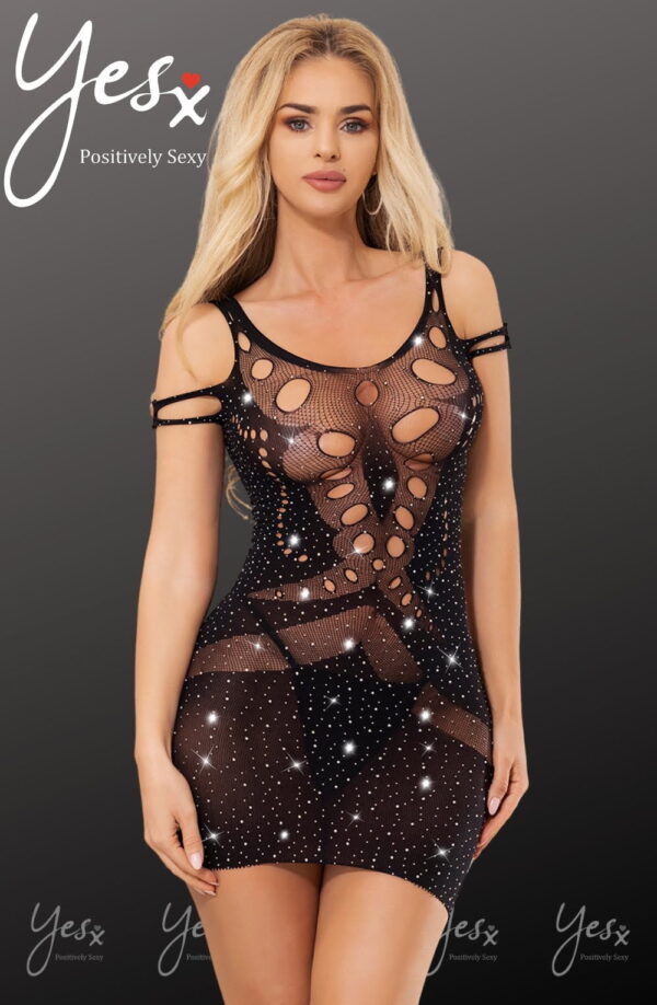 YesX YX853 Sparkly Black Dress - Image 2