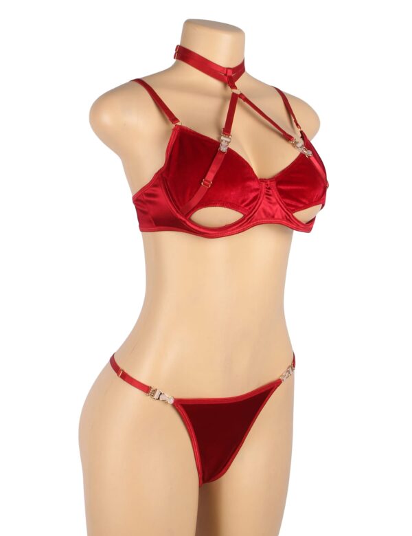 YesX YX872Q Hollow Cut Halter Bra Set Up To 2XL - Image 2