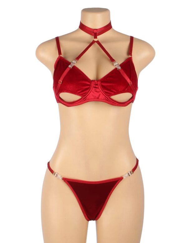 YesX YX872Q Hollow Cut Halter Bra Set Up To 2XL - Image 4