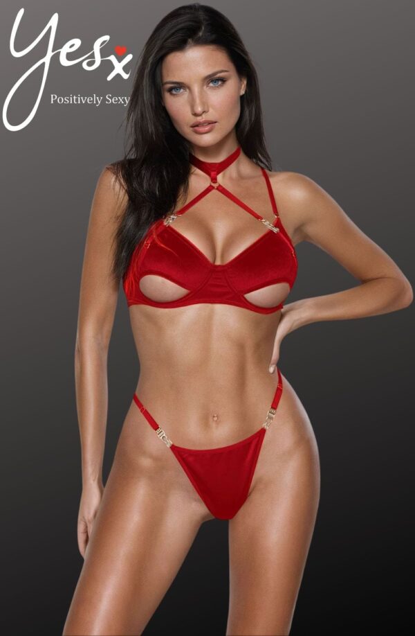 YesX YX872 Hollow Cut Halter Bra Set - Image 4