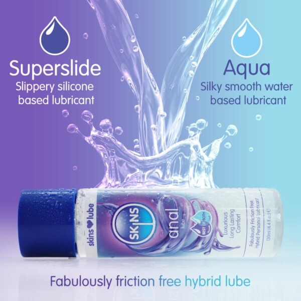 Skins Anal Hybrid Silicone and Water Based Lubricant 4.4 fl oz (130ml) - Image 2