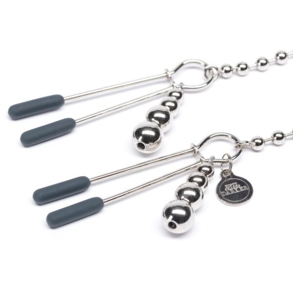 Fifty Shades Darker At My Mercy Beaded Chain Nipple Clamps - Image 3