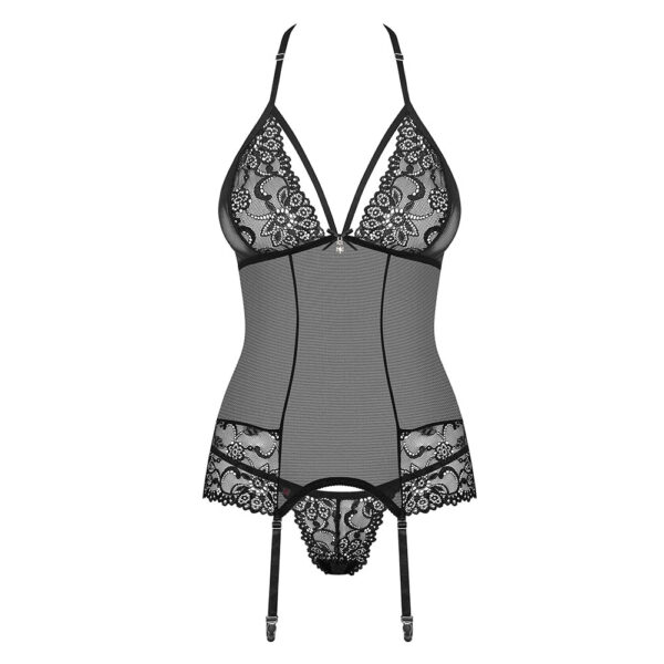 Obsessive - 838-COR-1 corset & thong - S/M - Black - Image 3