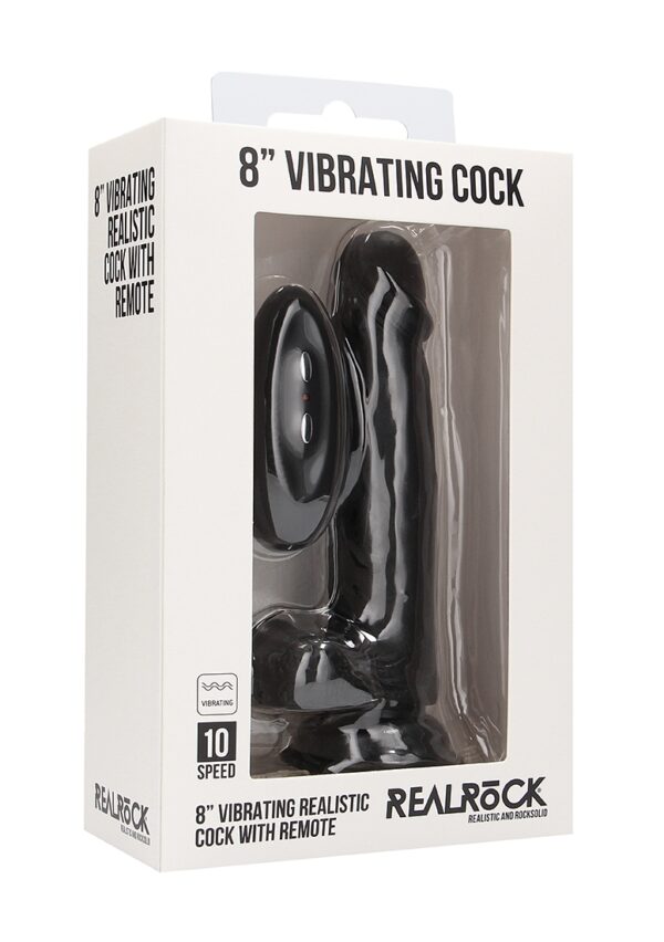 Real Rock - Vibrating Cock & Balls 8 inches - Black - Image 3