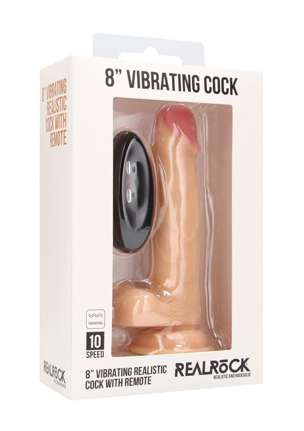 Real Rock - Vibrating Cock & Balls 8 inches - Skin - Image 2