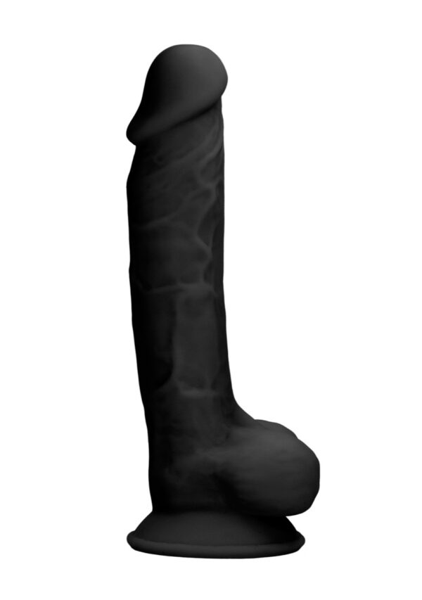 Real Rock Silicone Dildo With Balls 7" (Black) - Image 2
