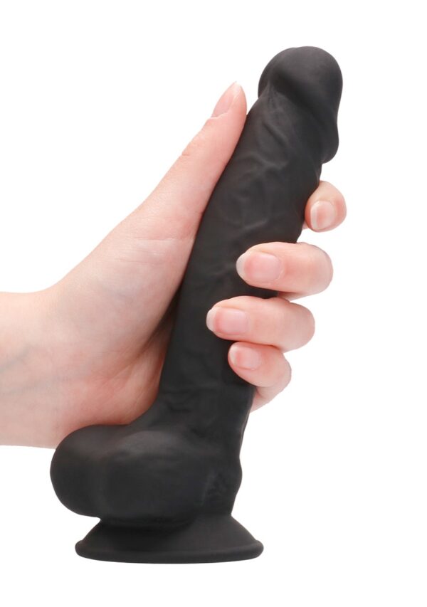 Real Rock Silicone Dildo With Balls 7" (Black) - Image 3