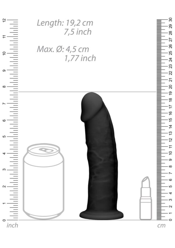 Real Rock Silicone Dildo Without Balls 7.5" (Black) - Image 2