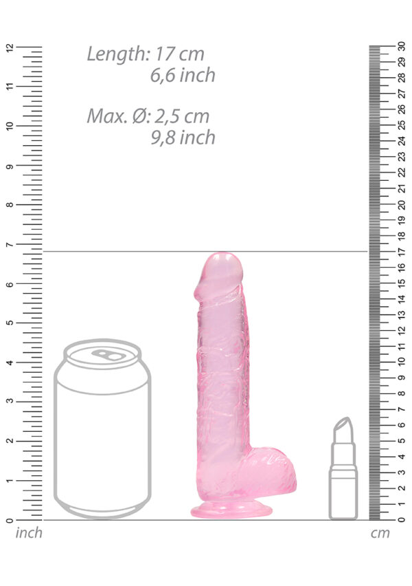 Real Rock Crystal Clear 6" Realistic Dildo With Balls (Pink) - Image 4