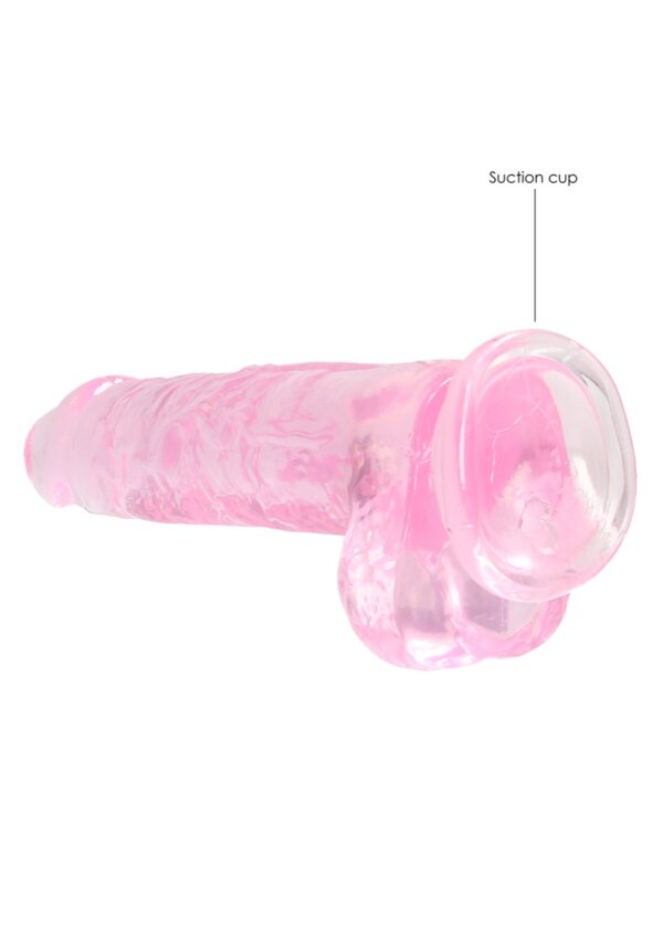 Real Rock Crystal Clear 8" Realistic Dildo With Balls (Pink) - Image 4