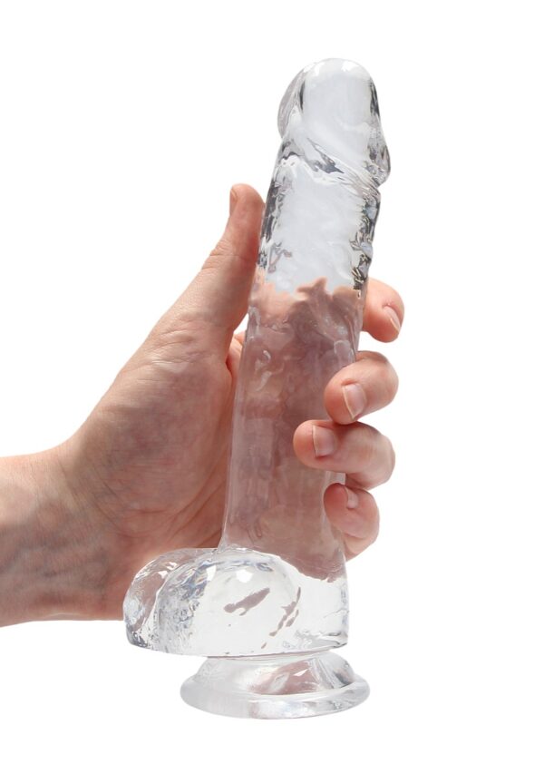 Real Rock Crystal Clear 8" Realistic Dildo With Balls (Transparent) - Image 4