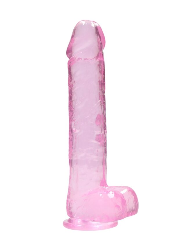 Real Rock Crystal Clear 9" Realistic Dildo With Balls (Pink) - Image 2