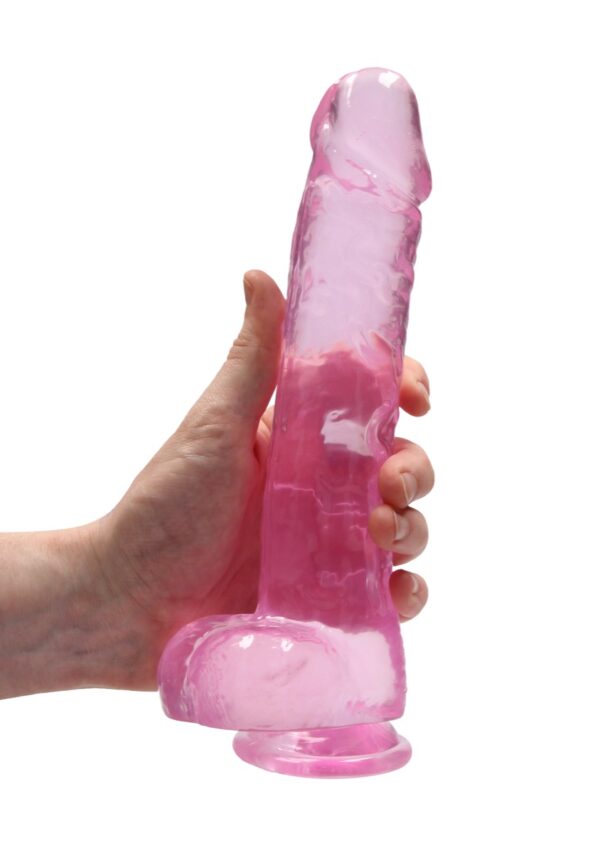 Real Rock Crystal Clear 9" Realistic Dildo With Balls (Pink) - Image 3