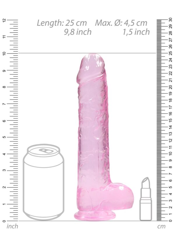Real Rock Crystal Clear 9" Realistic Dildo With Balls (Pink) - Image 4