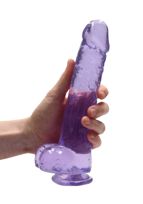 Real Rock Crystal Clear 9" Realistic Dildo With Balls (Purple) - Image 3