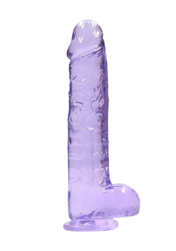 Real Rock Crystal Clear 9" Realistic Dildo With Balls (Purple) - Image 4