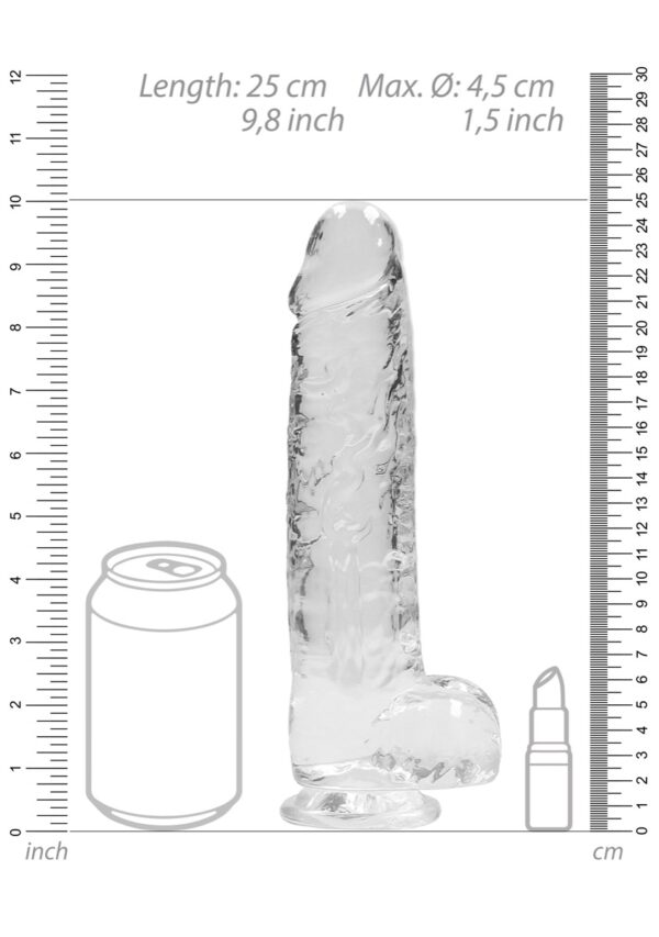 Real Rock Crystal Clear 9" Realistic Dildo With Balls (Transparent) - Image 3
