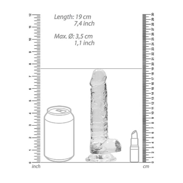 Real Rock Crystal Clear 7" Realistic Dildo With Balls (Transparent) - Image 3