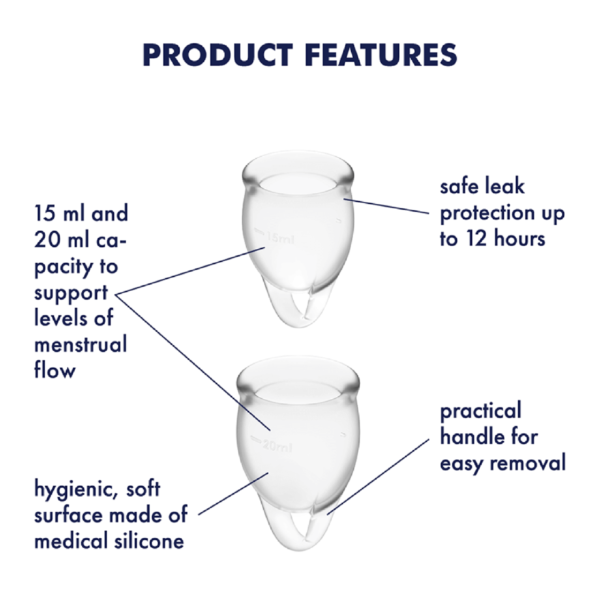 Satisfyer Feel Confident Menstruation Cup Clear 2-pack - Image 2