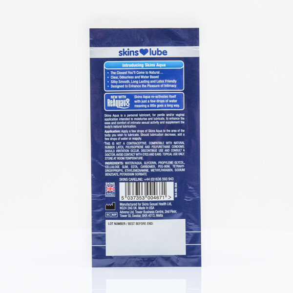 Skins Aqua Water Based Lubricant - 5ml Foil - Image 2