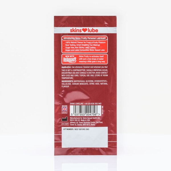 Skins Strawberry Water Based Lubricant - 5ml Foil - Image 2
