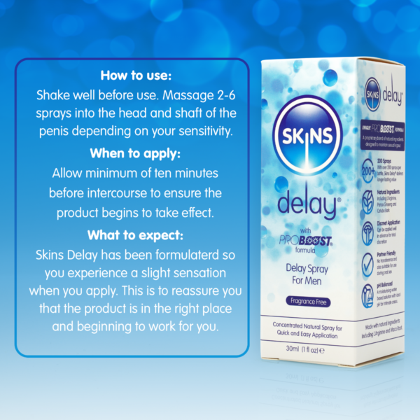 Skins Natural Delay Spray 30ml (fragrance free) - Image 3