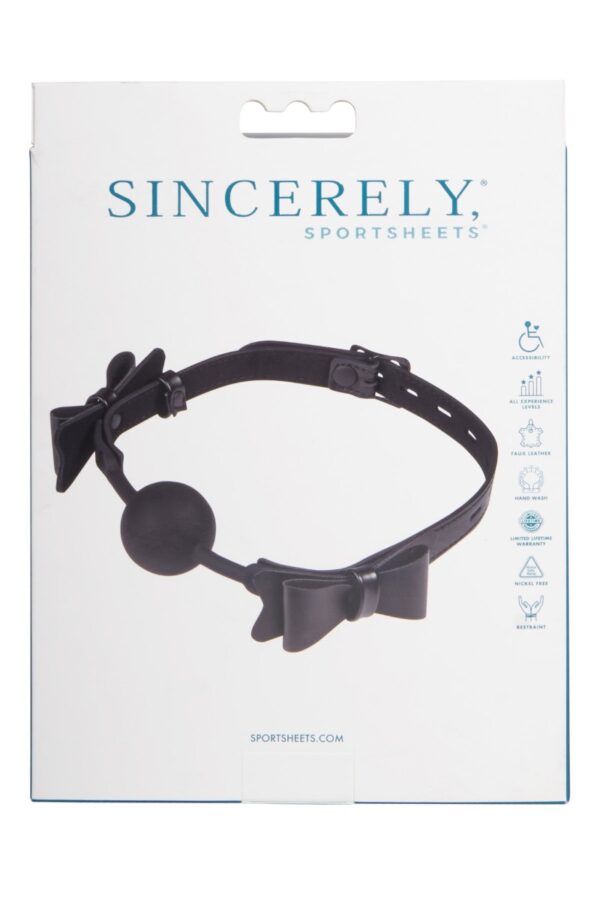 Sportsheets Sincerely Bow Tie Faux Leather Silicone Ball Gag - Image 3