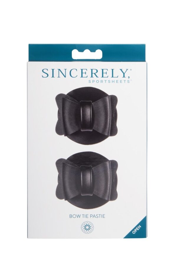 Sportsheets Sincerely Bow Tie Faux Leather Nipple Pasties - Image 2