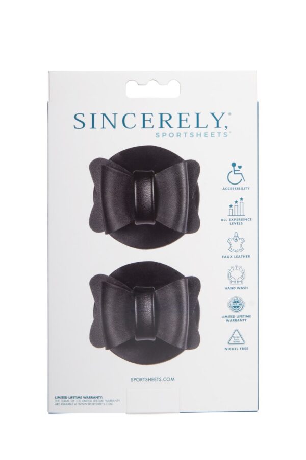 Sportsheets Sincerely Bow Tie Faux Leather Nipple Pasties - Image 3