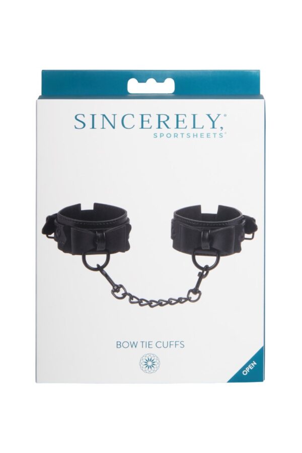 Sportsheets Sincerely Bow Tie Faux Leather Wrist Cuffs - Image 3