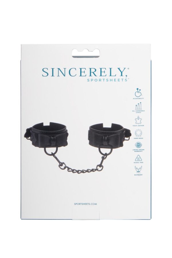 Sportsheets Sincerely Bow Tie Faux Leather Wrist Cuffs - Image 2