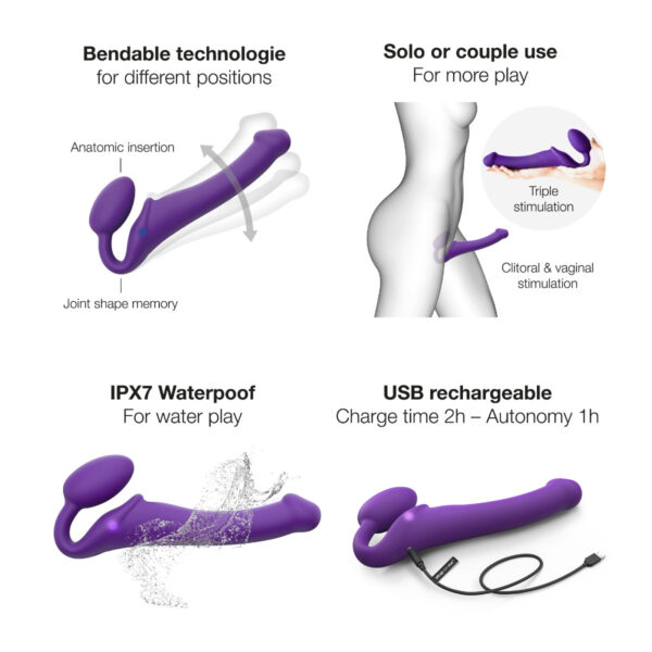 Strap On Me - Vibrating Bendable Strap-On - M -  Purple - Image 3